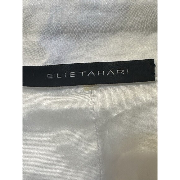 Elie Tahari Linen Blend Lined Snap Button Up Jacket Pockets Closet Staple - Picture 11 of 15